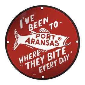 Catch of the Day: Porcelain Sign Celebrating Port Aransas Fishing Adventures