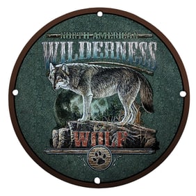 Breathtaking North American Wilderness Wolf Porcelain Sign with Captivating Imagery