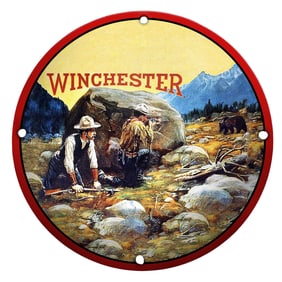 Winchester Hunting Scene Porcelain Sign: A Captivating Western Adventure