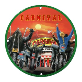 Carnival Motorcycle Adventure Sign - A Vivid Journey into Fun and Freedom
