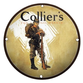 Collier's National Weekly Porcelain Sign Featuring Historic Soldier Imagery