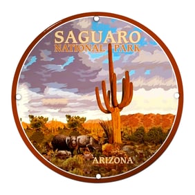 Saguaro National Park Porcelain Sign: Captivating Desert Beauty of Arizona