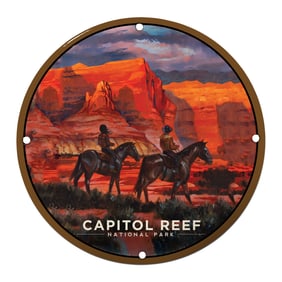 Breathtaking Sunset Riders at Capitol Reef National Park Porcelain Sign