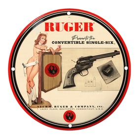 Captivating Porcelain Sign for Ruger Convertible Single-Six ? Bold Imagery and Distinctive Design