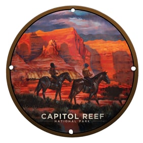 Breathtaking Capitol Reef National Park Porcelain Sign with Scenic Horseback Riders