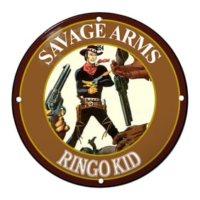 Savage Arms Ringo Kid Porcelain Sign: A Bold Western Adventure in Design