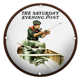 Charming Angler Porcelain Sign - The Saturday Evening Post Artwork