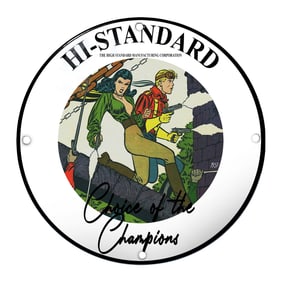 Dynamic Porcelain Sign Featuring Action-Packed Comic Artwork by Hi-Standard