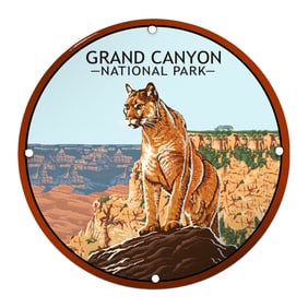 Majestic Mountain Lion: Grand Canyon National Park Porcelain Sign Artwork