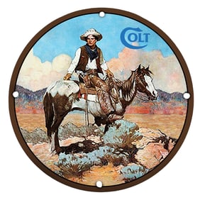 Colt Cowboy Porcelain Sign: Iconic Western Imagery Captured in Colorful Detail