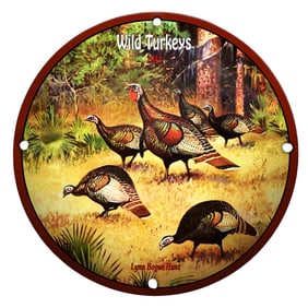 Lynn Bogle's Vibrant Wild Turkeys Porcelain Sign ? 1944 Artwork