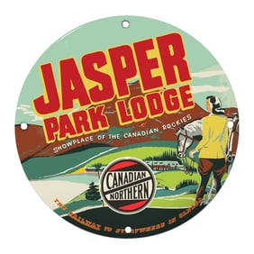 Jasper Park Lodge Porcelain Sign ? Scenic Canadian Rockies Artistry