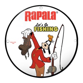 Vintage Rapala Fishing Sign Featuring Goofy - Let's Go Fishing Art