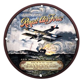 Join the Royal Air Force: Captivating Porcelain Sign Featuring Vintage Aviation Art