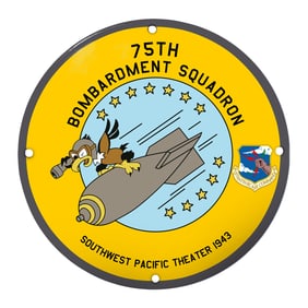 Iconic 75th Bombardment Squadron Porcelain Sign ? Southwest Pacific Theater 1943