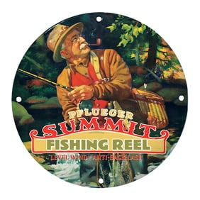 Pflueger Summit Fishing Reel Porcelain Sign - Captivating Fishing Heritage Artwork