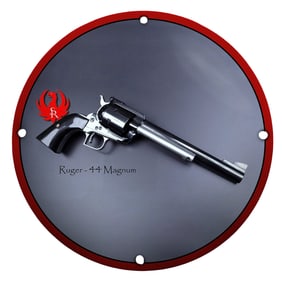 Striking Ruger .44 Magnum Porcelain Sign with Iconic Emblem and Sleek Design