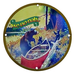 We-no-nah Porcelain Sign: Nature's Embrace with Bears and Canoe