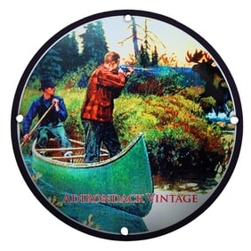 Adirondack Vintage Hunting Scene Porcelain Sign - Captivating Nature and Adventure