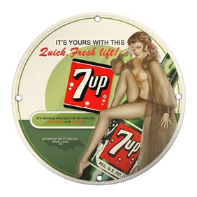 Vintage 7-Up Porcelain Sign: Iconic Art Deco Style with Retro Charm
