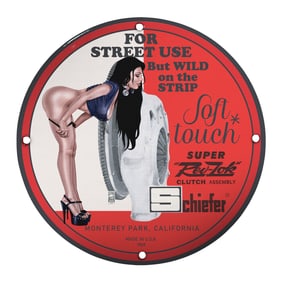 Vintage Schiefer Super 'Rev-Tok' For Street Use Porcelain Sign - Wild on the Strip