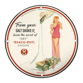 Charming Vintage Texaco Ethyl Porcelain Sign - Unique Gasoline Advertising Art