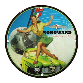 Vintage Borgward Porcelain Sign: Delight in Retro Automotive Charm