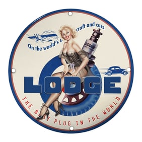 Vintage Lodge Porcelain Sign: The Best Plug in the World with Classic Pin-Up Art