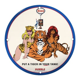 Vintage Esso Porcelain Sign - 'Put a Tiger in Your Tank' Collectible Artwork