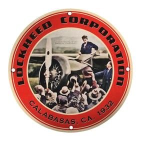Vintage Lockheed Corporation Porcelain Sign - A Unique Collectible from 1932