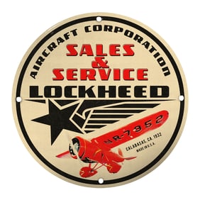 Vintage Lockheed Aircraft Sales & Service Porcelain Sign - Unique Collectible Artwork