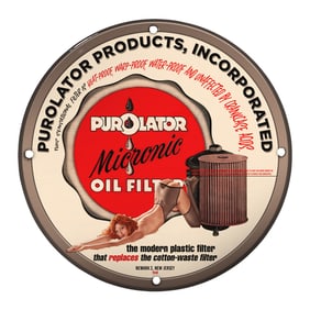 Vintage Purolator Micronic Oil Filter Porcelain Sign - Iconic Automotive Memorabilia