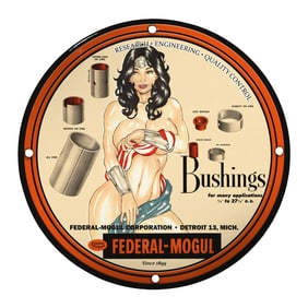 Vintage Federal-Mogul Bushings Porcelain Sign with Eye-Catching Design