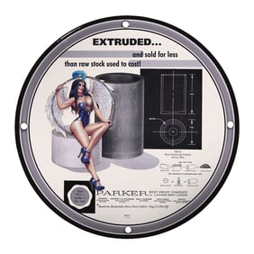 Vintage Parker Extruded Sign Featuring Classic Pin-Up Art