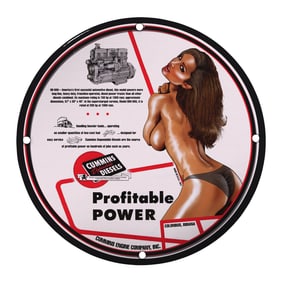 Vintage Cummins Diesel Porcelain Sign - Profitable Power for Automotive Enthusiasts
