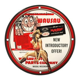 Vintage Wausau Auto Parts Company Porcelain Sign - Retro Advertising Art