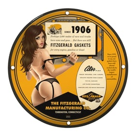 Vintage Fitzgerald Gaskets Porcelain Sign - Retro Auto Garage Decor