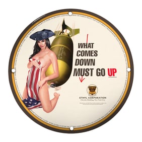 Vintage Ethyl Corporation Porcelain Sign - Provocative Bombshell Art