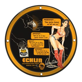 Vintage Echlin Ignition Contacts Porcelain Sign with Classic Motif