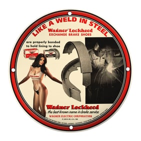 Vintage Wagner Lockheed Porcelain Sign - Iconic Brake Shoes Advertising
