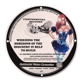 Vintage Continental Motors Porcelain Sign - Iconic Americana Advertising Art