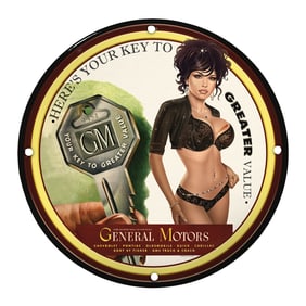 Vintage General Motors Porcelain Sign - Your Key to Greater Value - Classic Automotive Decor