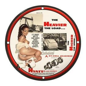 Vintage 1959 Hyatt Hy-Roll Bearings Porcelain Sign: A Retro Industrial Collectible
