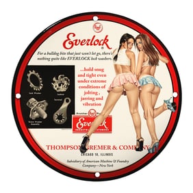 Vintage Everlock Porcelain Sign - Eye-Catching Advertising Artwork