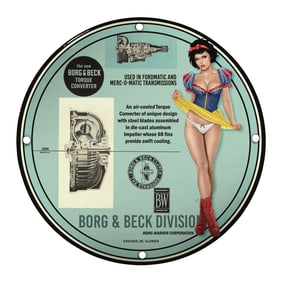 Vintage Borg & Beck Torque Converter Porcelain Sign - Classic Automotive Artwork