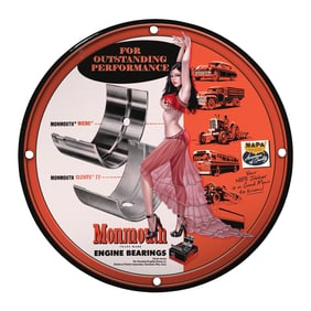 Vintage Monmouth Engine Bearings Porcelain Sign - Iconic Automotive Americana Decor