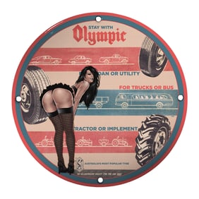 Vintage Olympic Tyres Porcelain Sign: A Classic Automotive Memorabilia Piece