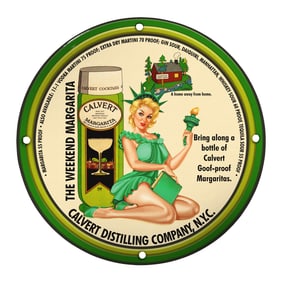 Vintage Calvert Distilling Company Porcelain Sign - Weekend Margarita Delight