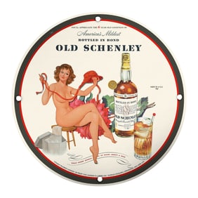 Vintage Old Schenley Porcelain Sign ? Captivating Mid-Century Advertising Art