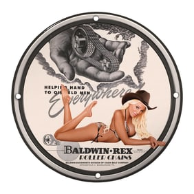 Vintage Baldwin-Rex Roller Chains Porcelain Sign - A Retro Advertising Masterpiece